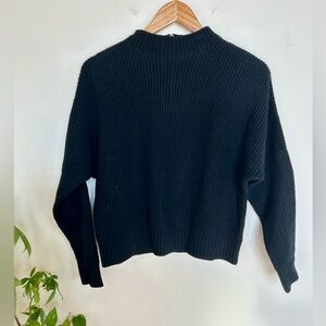 Akris Punto Mock Neck Boxy Ribbed Wool Cashmere Sweater Zip Black Size 4